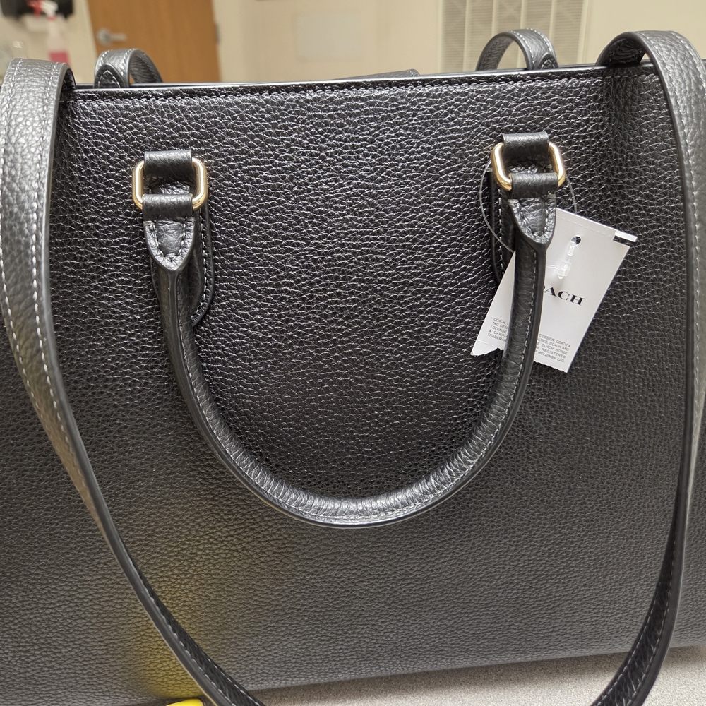 Coach Black Pebbled Leather Tote with Gold Hardware - Picture 4 of 6